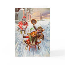 Placa de natal vintage, Cats Sleigh Ride
