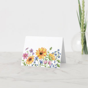 Cartão De Festividades Placa de Nota de Vazio Floral de Cores Aquáticas E