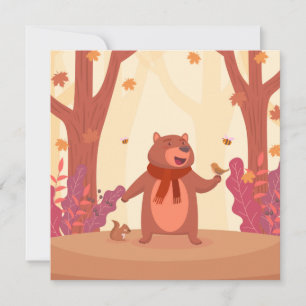 Cartão De Festividades Placa de Nota do Urso de Quebra Cúbica