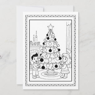 Cartão De Festividades Placa de Nota Simples com Coloração da Árvore de N