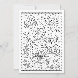 Cartão De Festividades Placa de Nota Simples de Coloração das Sereias de