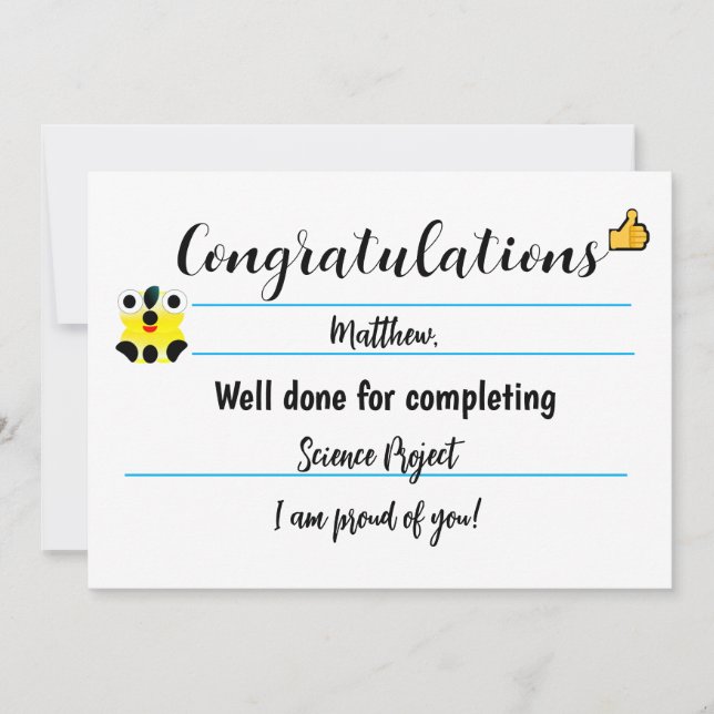 Cartão De Festividades Placa de parabéns com rosto bonito (Frente)