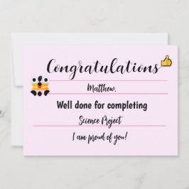 Cartão De Festividades Placa de parabéns com rosto bonito e rosa