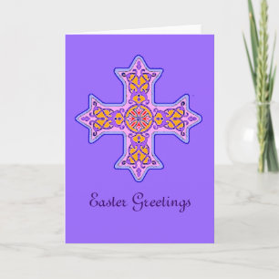Cartão De Festividades Placa de Páscoa Cruzada Copta em Roxo