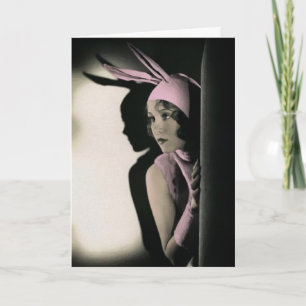 Cartão De Festividades Placa de Páscoa de coelho Bonito Vintage