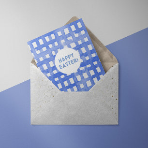 Cartão De Festividades Placa de Páscoa do padrão de xadrez Periwinkle