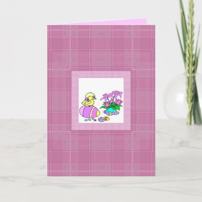 Cartão De Festividades Placa de Páscoa do Pintinho bonito (Frente)