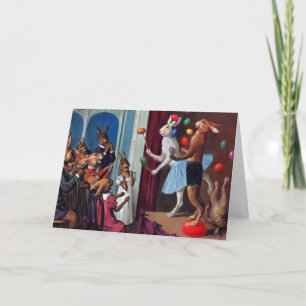 Cartão De Festividades Placa de Páscoa do Vintage Bunny Show