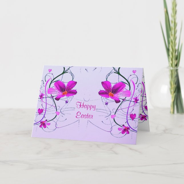 Cartão De Festividades Placa de Páscoa Floral (Frente)