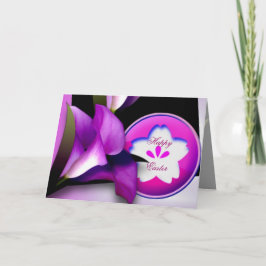 Cartão De Festividades Placa de Páscoa Flores Roxas
