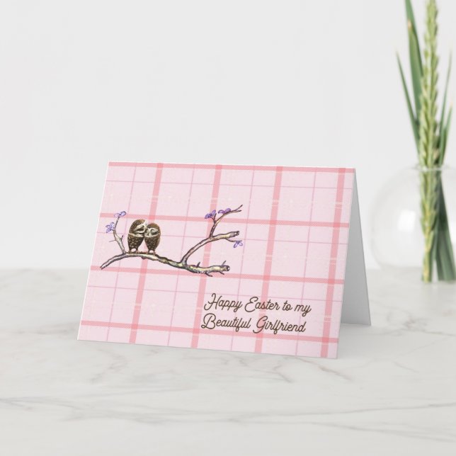 Cartão De Festividades Placa de páscoa para Namorada com corujas (Frente)