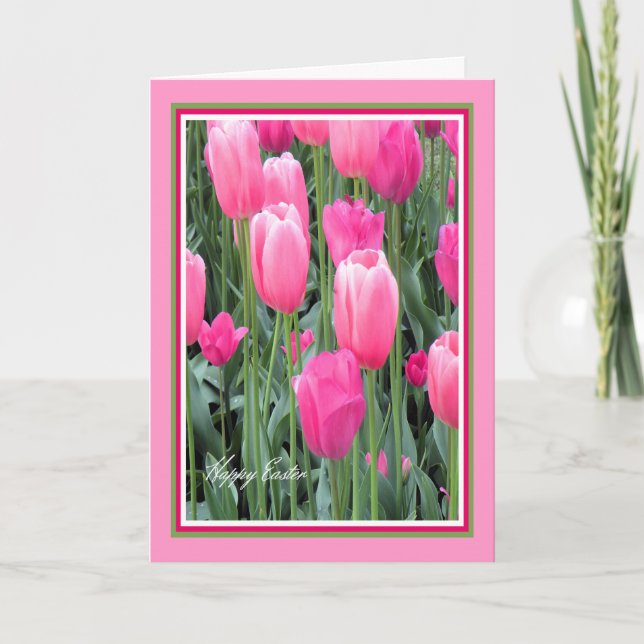 Cartão De Festividades Placa de páscoa para Tulipas Rosa Quentes Sister (Frente)