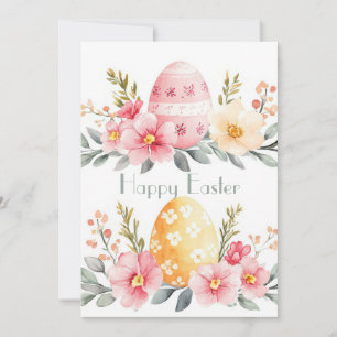 Cartão De Festividades Placa de Páscoa Personalizada com Ovos e Flores de