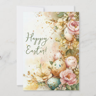 Cartão De Festividades Placa de Páscoa Personalizada com Ovos e Flores de