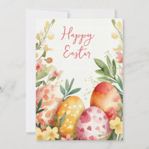 Cartão De Festividades Placa de Páscoa Personalizada com Ovos e Flores de