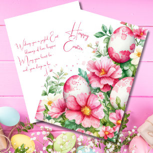Cartão De Festividades Placa de Páscoa Personalizada com Ovos e Flores de