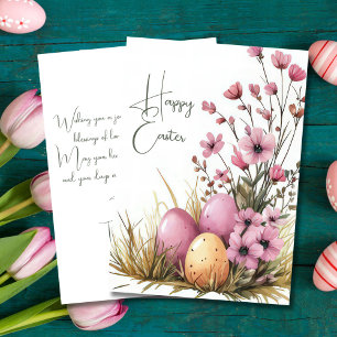 Cartão De Festividades Placa de Páscoa Personalizada com Ovos e Flores de