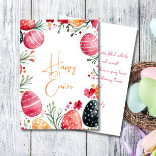 Cartão De Festividades Placa de Páscoa Personalizada com Ovos e Flores de