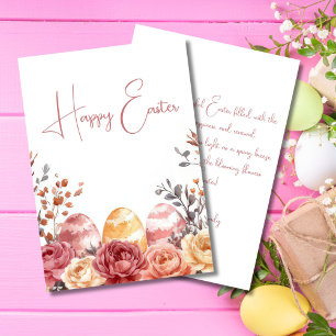 Cartão De Festividades Placa de Páscoa Personalizada com Ovos e Flores de