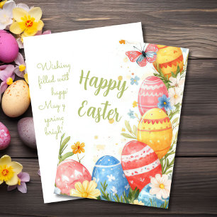 Cartão De Festividades Placa de Páscoa Personalizada com Ovos e Flores de
