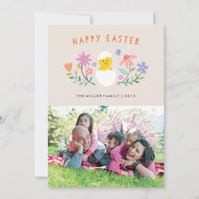 Cartão De Festividades Placa de Páscoa revestida - bege (Frente)