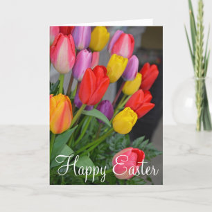 Cartão De Festividades placa de Páscoa tulipas de primavera
