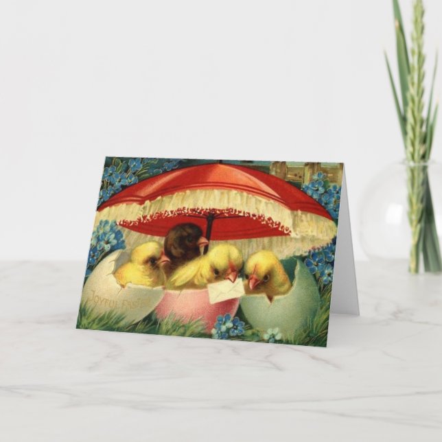 Cartão De Festividades Placa de Páscoa Vintage (1) (Frente)