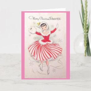 Cartão De Festividades Placa de Pele de Gelo natal vintage para Filha