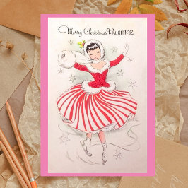 Cartão De Festividades Placa de Pele de Gelo natal vintage para Filha