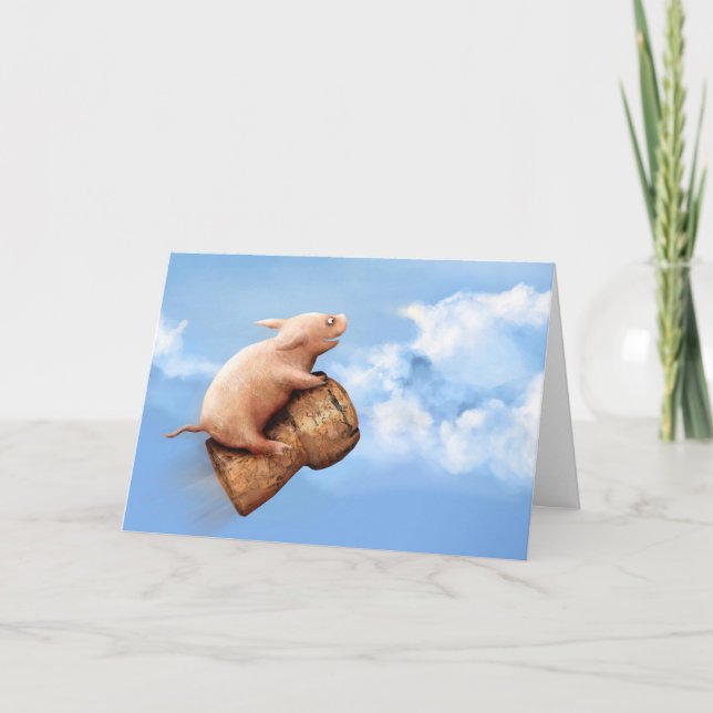 Cartão De Festividades Placa de porco voadora (Frente)