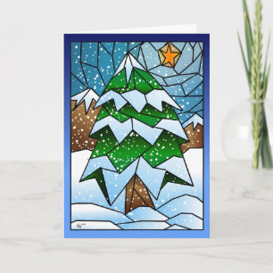 Cartão De Festividades Placa de Saudação de Árvore de Natal de Vidro Estr