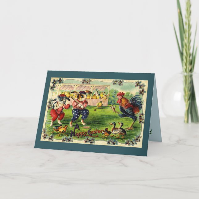 Cartão De Festividades Placa de Saudação de Baseball em Coelho de Páscoa (Frente)