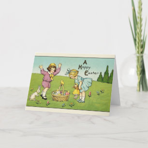 Cartão De Festividades Placa de saudação de Páscoa Vintage