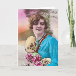 Cartão De Festividades Placa de saudação de Páscoa Vintage