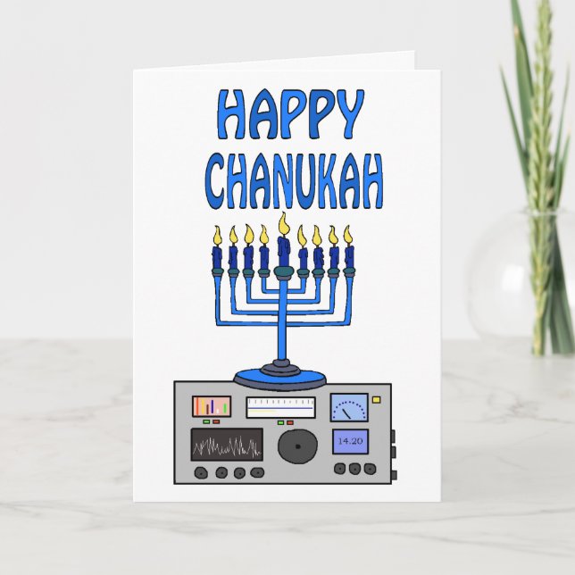 Cartão De Festividades Placa de saudação de rádio Feliz Chanukah Ham (Frente)