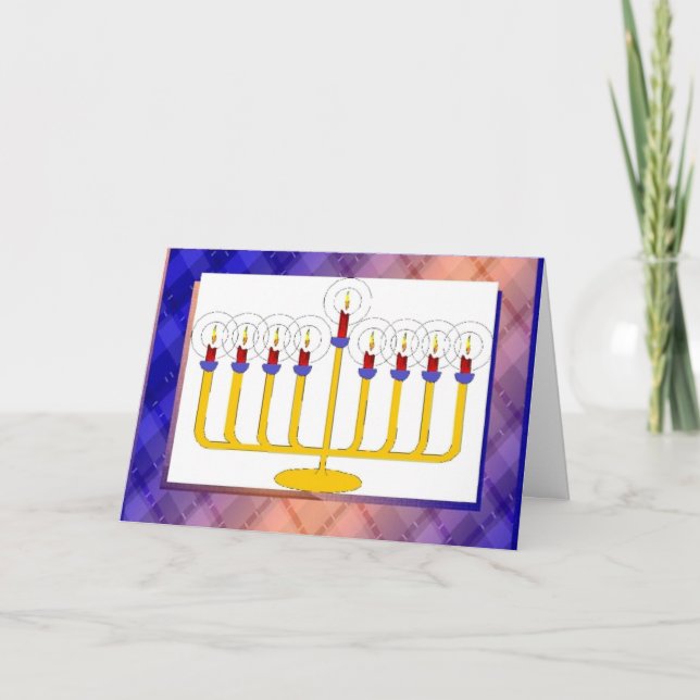 Cartão De Festividades Placa de Saudação de Velas de Hanukkah Feliz (Frente)