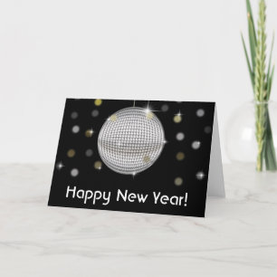 Cartão De Festividades Placa de Saudação do Feliz ano novo de Bola Disco