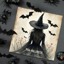 Placa de Saudação Simples da Bruxa do Halloween