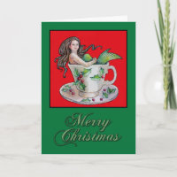 Placa de Sereia de Natal Teacup