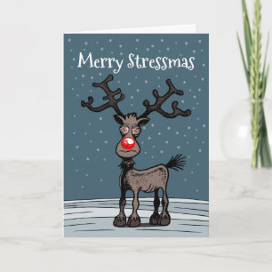 Cartão De Festividades Placa de Stressmas Rudolphs