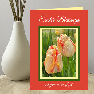 Cartão De Festividades Placa de Tulipas de Bênção da Páscoa Cristã