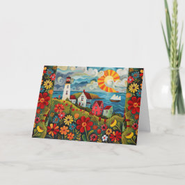 Cartão De Festividades Placa de Vazio de Câmara Floral Floral de Cores Aq