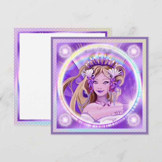 Cartão De Festividades Placa de vazio de fada Sun roxa (Frente/Verso)