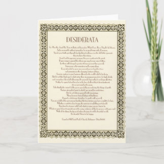 Cartão De Festividades Placa DESIDERATA