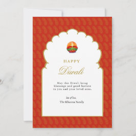 Cartão De Festividades Placa Diya Diwali da Lâmpada Elegante