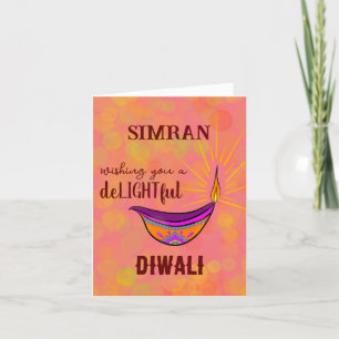 Cartão De Festividades Placa Diya Diwali personalizada
