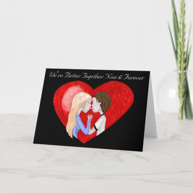 Cartão De Festividades Placa do Casal de beijos (Namorados) (Frente)