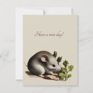 Cartão De Festividades Placa do Namorados do mouse Cottagecore Vintage