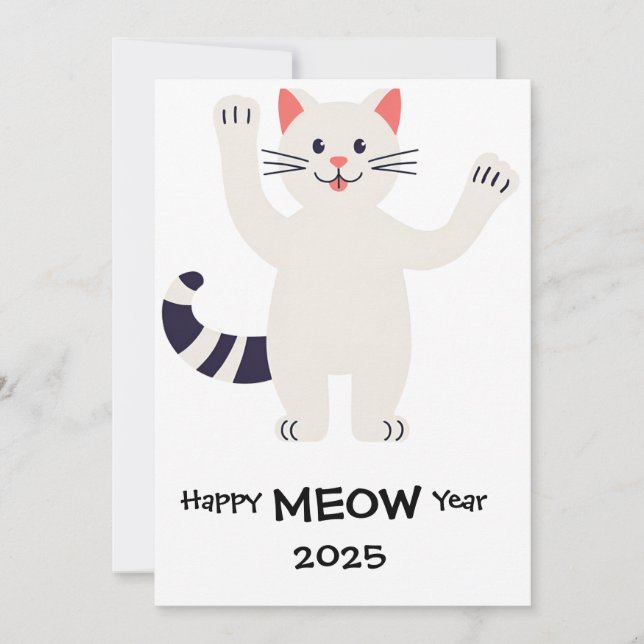 Cartão De Festividades Placa Feliz MEOW Ano 2025 (Frente)
