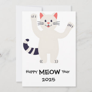 Cartão De Festividades Placa Feliz MEOW Ano 2025